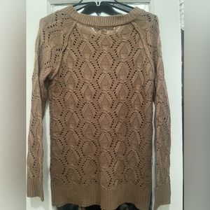 Love Stitch Brown Long Pullover Sweater Size M With See Through Design